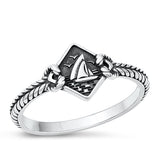 Sterling Silver Oxidized Ship Ring