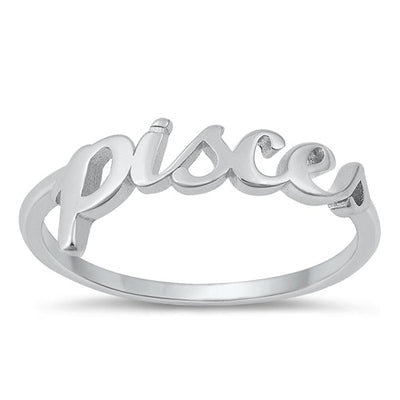 Sterling Silver Rhodium Plated Pisces Zodiac Ring