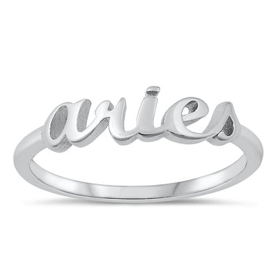 Sterling Silver Rhodium Plated Aries Zodiac Ring