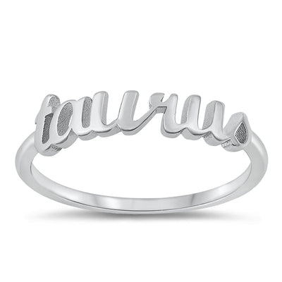 Sterling Silver Rhodium Plated Taurus Zodiac Ring