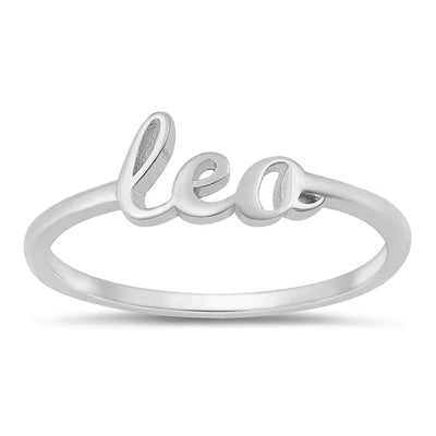 Sterling Silver Rhodium Plated Leo Zodiac Ring