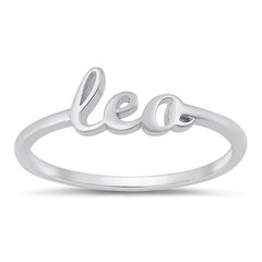 Sterling Silver Rhodium Plated Leo Zodiac Ring