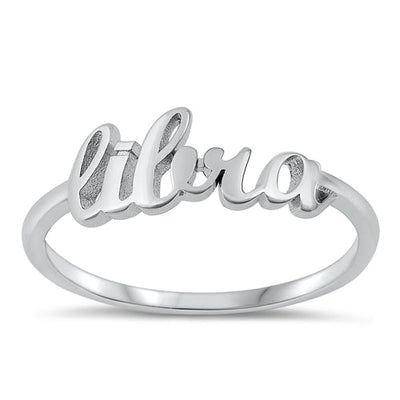 Sterling Silver Rhodium Plated Libra Zodiac Ring