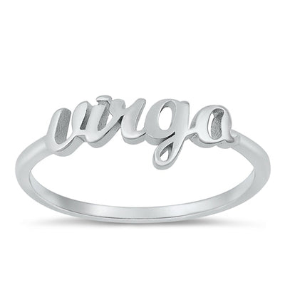 Sterling Silver Rhodium Plated Virgo Zodiac Ring