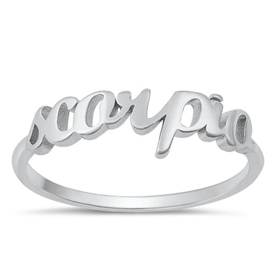 Sterling Silver Rhodium Plated Scorpio Zodiac Ring