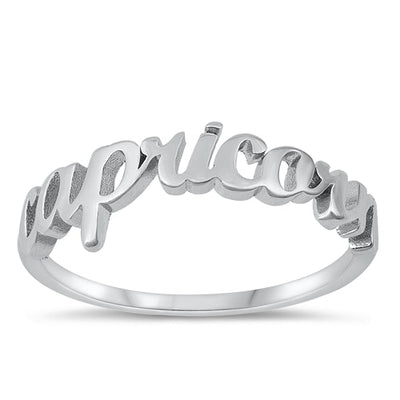 Sterling Silver Rhodium Plated Capricorn Zodiac Ring
