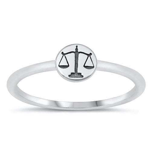 Sterling Silver Oxidized Libra Zodiac Ring
