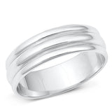 Sterling Silver Rhodium Plated Ring-6.8mm