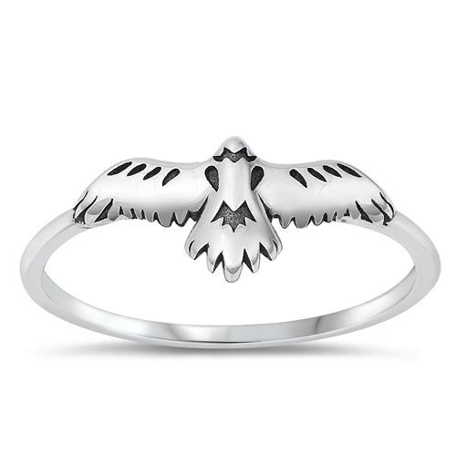 Sterling Silver Oxidized Bird Ring-7.6mm