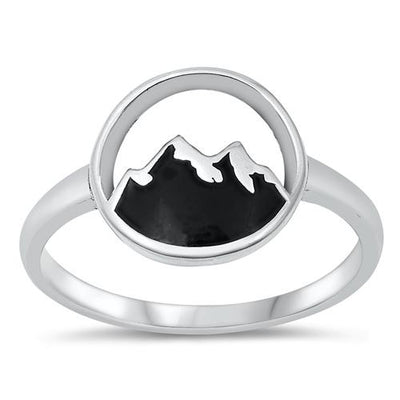 Sterling Silver Oxidized Mountains Ring