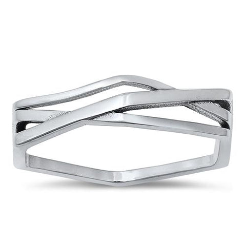Sterling Silver Oxidized Geometric Ring