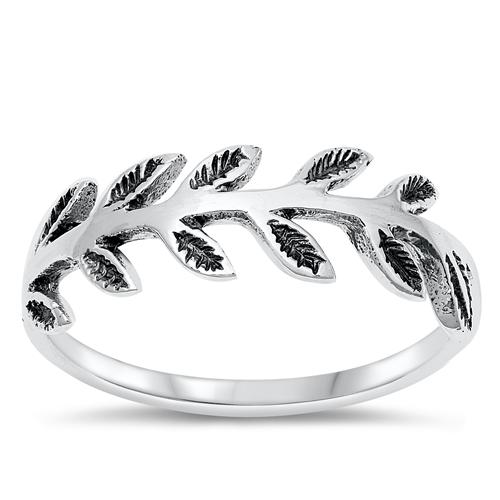 Sterling Silver Oxidized Leaves Ring