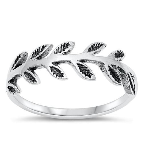 Sterling Silver Oxidized Leaves Ring
