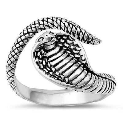 Sterling Silver Oxidized Cobra Snake Ring