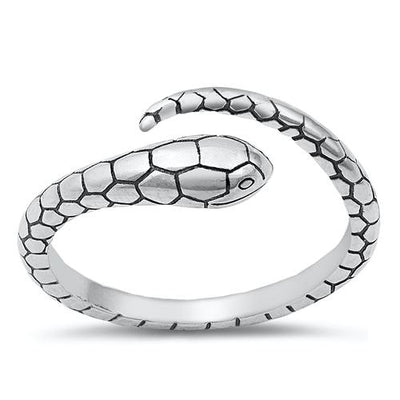Sterling Silver Oxidized Snake Ring-8mm