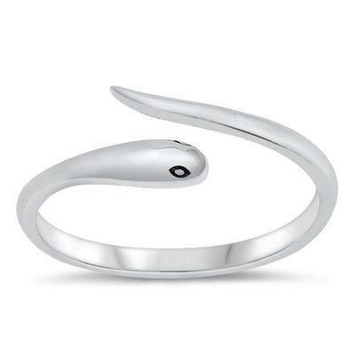 Sterling Silver Oxidized Plain Snake Ring-8mm