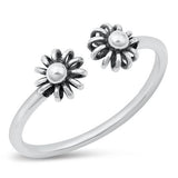 Sterling Silver Oxidized Flowers Ring