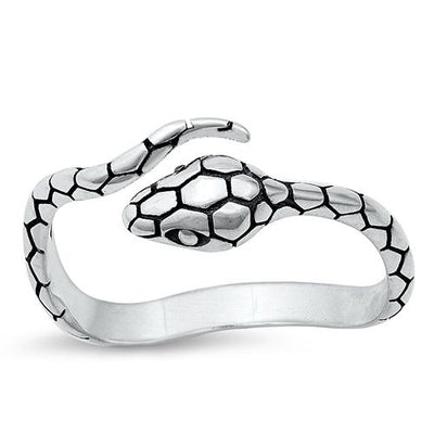Sterling Silver Oxidized Snake Ring-6.4mm
