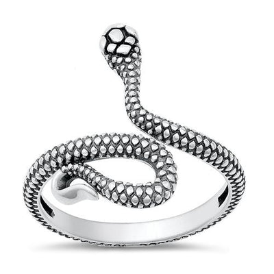 Sterling Silver Oxidized Snake Ring-17.7mm