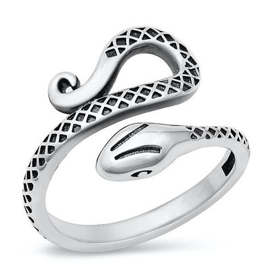 Sterling Silver Oxidized Snake Ring-16.4mm