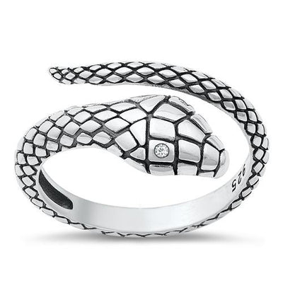 Sterling Silver Oxidized Snake Ring-12.2mm
