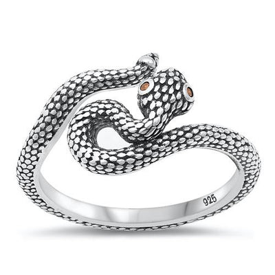 Sterling Silver Oxidized Snake Ring-12mm