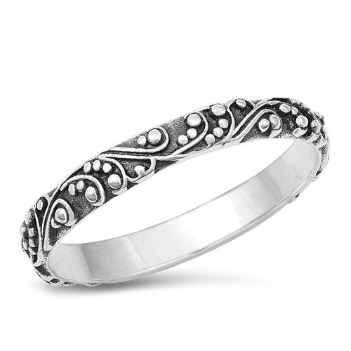 Sterling Silver Oxidized 3mm Bali Style Ring