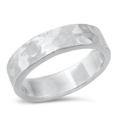 Sterling Silver Oxidized Hammered Band Ring