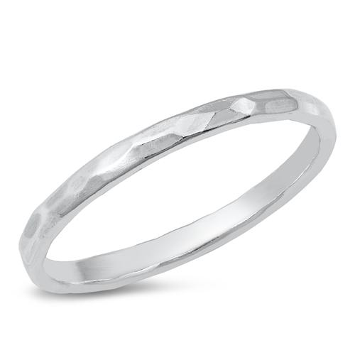 Sterling Silver High Polish Hammered Band Ring