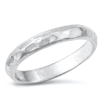 Sterling Silver Oxidized Hammered Band Ring