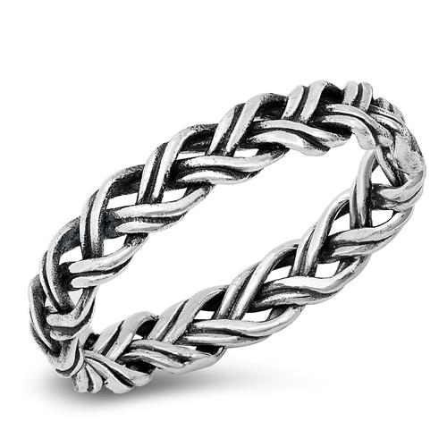 Sterling Silver Oxidized Braid Ring-4.3mm