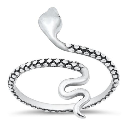 Sterling Silver Oxidized Snake Ring-21mm