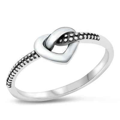 Sterling Silver Oxidized Heart Knot Ring