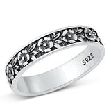 Sterling Silver Oxidized Flowers Ring-1