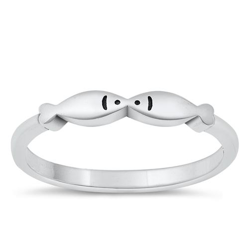 Sterling Silver Oxidized Fish Ring