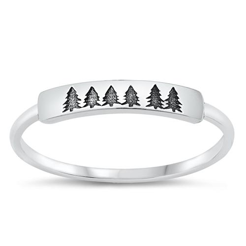 Sterling Silver Oxidized Trees Ring