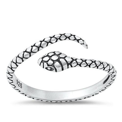 Sterling Silver Oxidized snake Ring-7.3mm