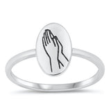 Sterling Silver Oxidized Praying Hands Ring