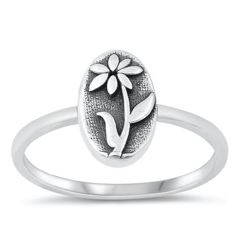 Sterling Silver Oxidized Flower Ring