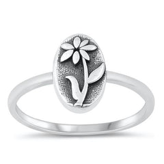 Sterling Silver Oxidized Flower Ring