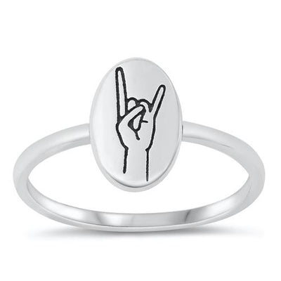 Sterling Silver Oxidized Rock and Roll Ring