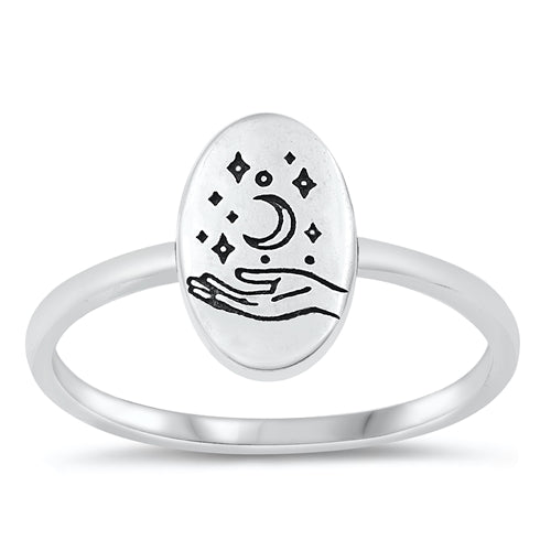 Sterling Silver Oxidized Flower Ring
