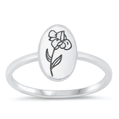 Sterling Silver Oxidized Flower Ring