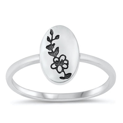 Sterling Silver Oxidized Flower Ring