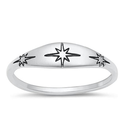 Sterling Silver Oxidized North Star Ring