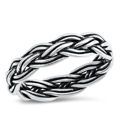 Sterling Silver 5.8mm High Polish Basket Weave Ring