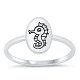 Sterling Silver Oxidized Seahorse Ring