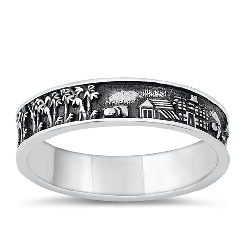 Sterling Silver Oxidized Village Ring