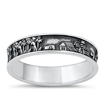 Sterling Silver Oxidized Village Ring