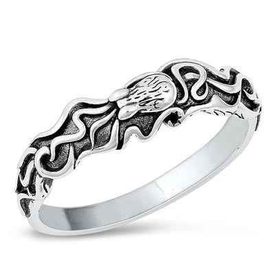 Sterling Silver Oxidized Octopus Ring